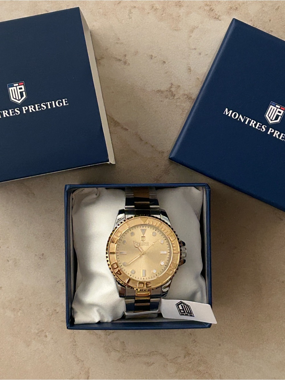 New Invicta Men's Watch Montres Prestige Gold & Silver w/ box